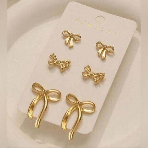 ✨Gold Bow Earrings Set - Picture 7 of 7